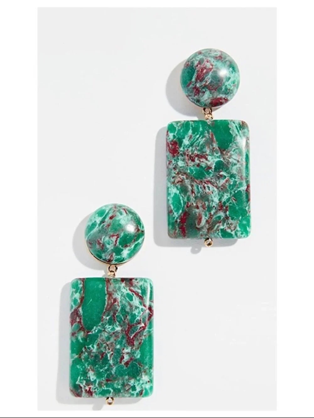 ISO Lele Sadoughi Keepsake Stone Drop Earrings - Green Jasper Emerald